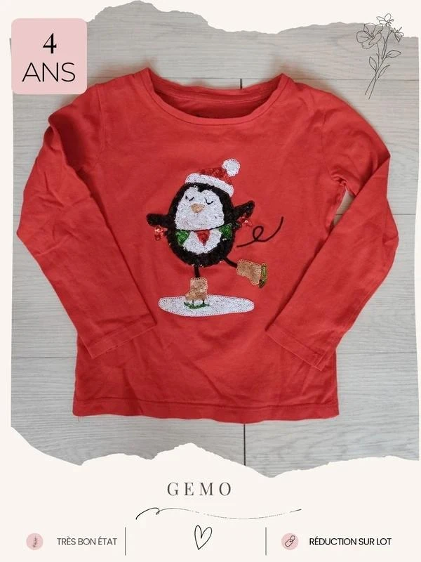 T-shirt manches longues hiver 🦄 Taille 4 ans 🦄 Gemo